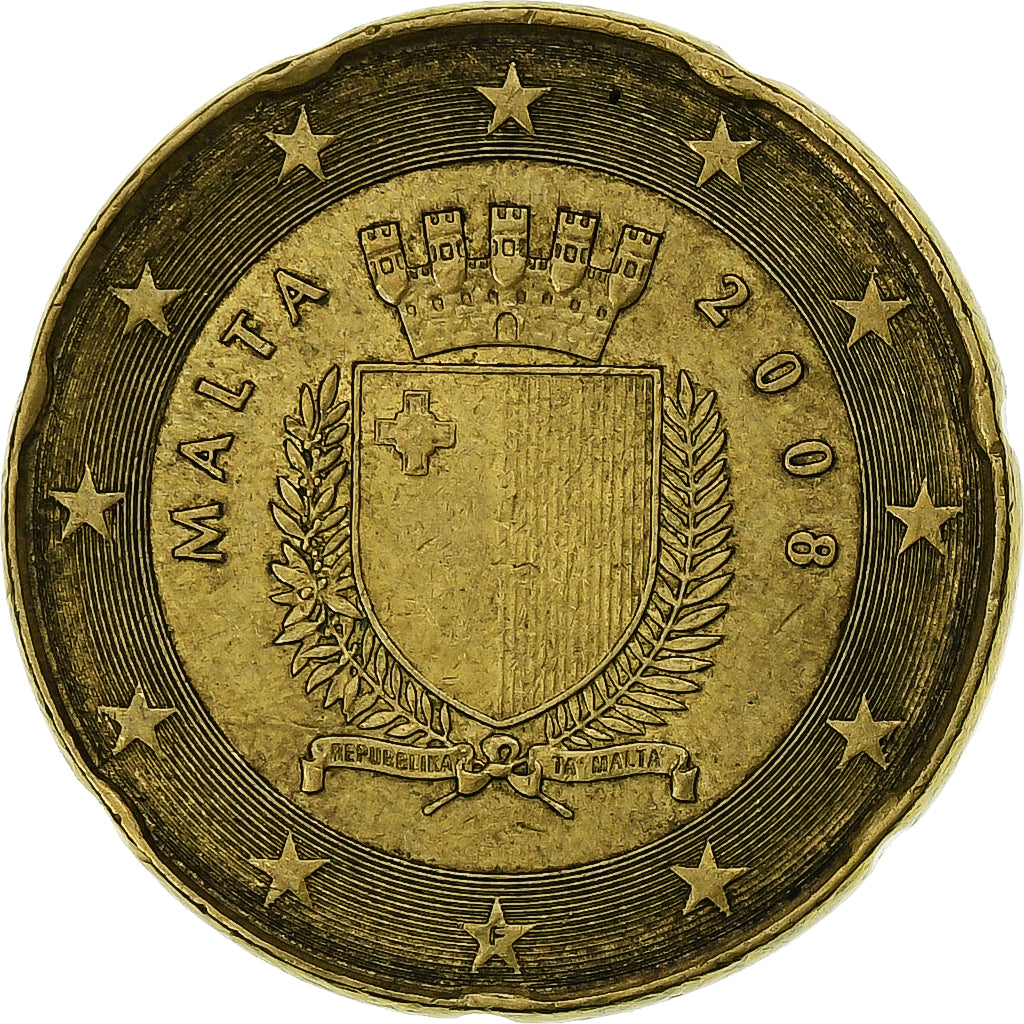 Malta, 20 Euro Cent, 2008, Paris, PR+, Tin, KM:129