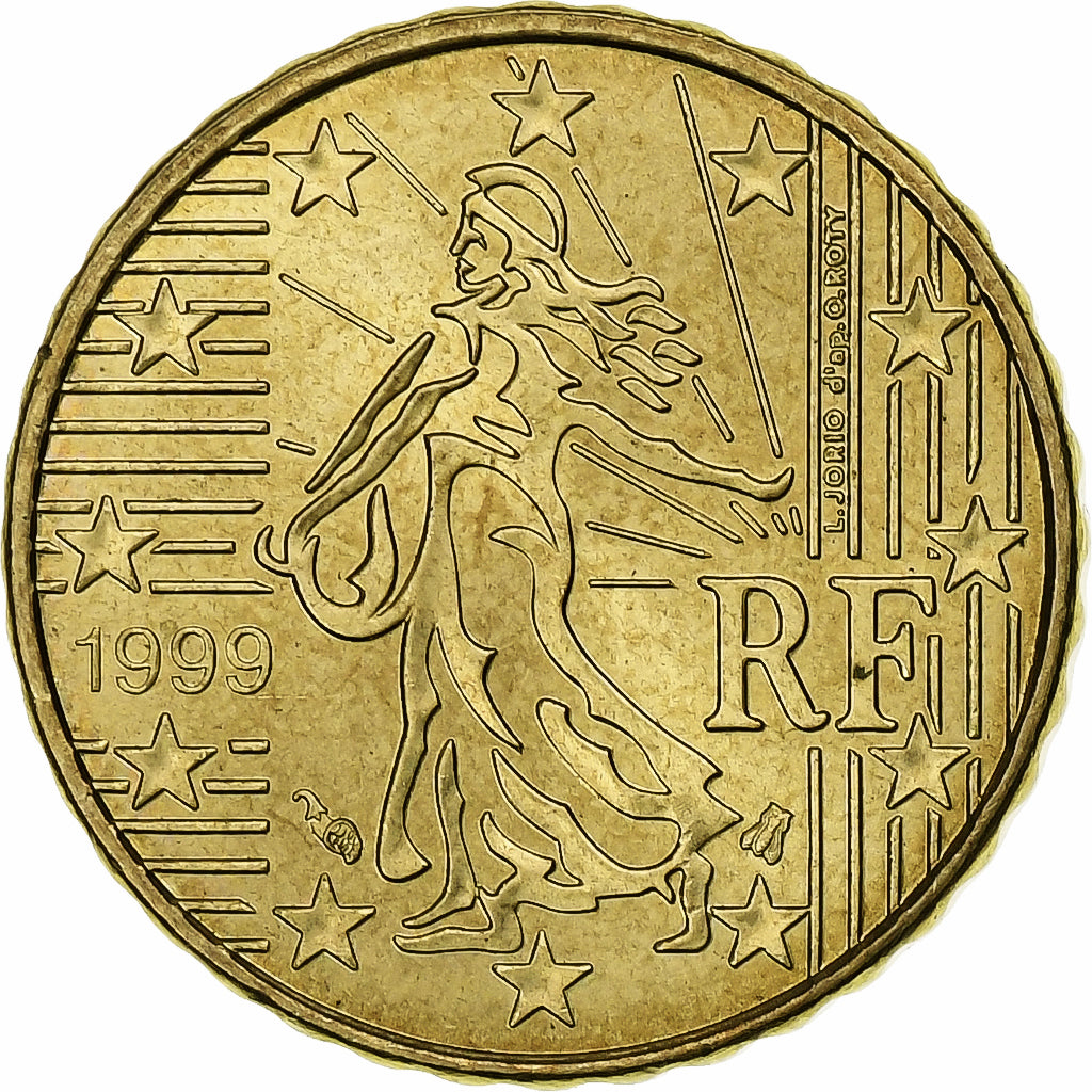 France, 10 Euro Cent, 1999, Paris, AU(55-58), Brass, KM:1285
