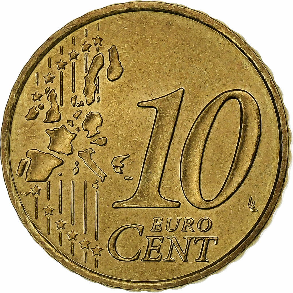 Francja, 10 Euro Cent, 2000, Paris, AU(55-58), Mosiądz, KM:1285