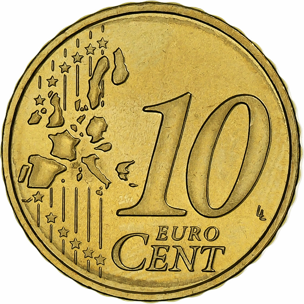 Luxembourg, Henri, 10 Euro Cent, 2003, Utrecht, MS(63), Brass, KM:78