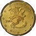 Finland, 20 Euro Cent, 2001, Vantaa, Brass, AU(55-58), KM:102