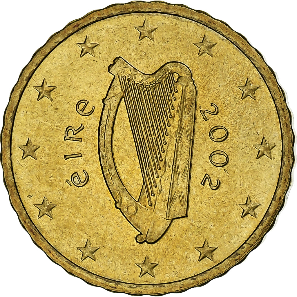 IRELAND REPUBLIC, 10 Euro Cent, 2002, Sandyford, AU(55-58), Brass, KM:35