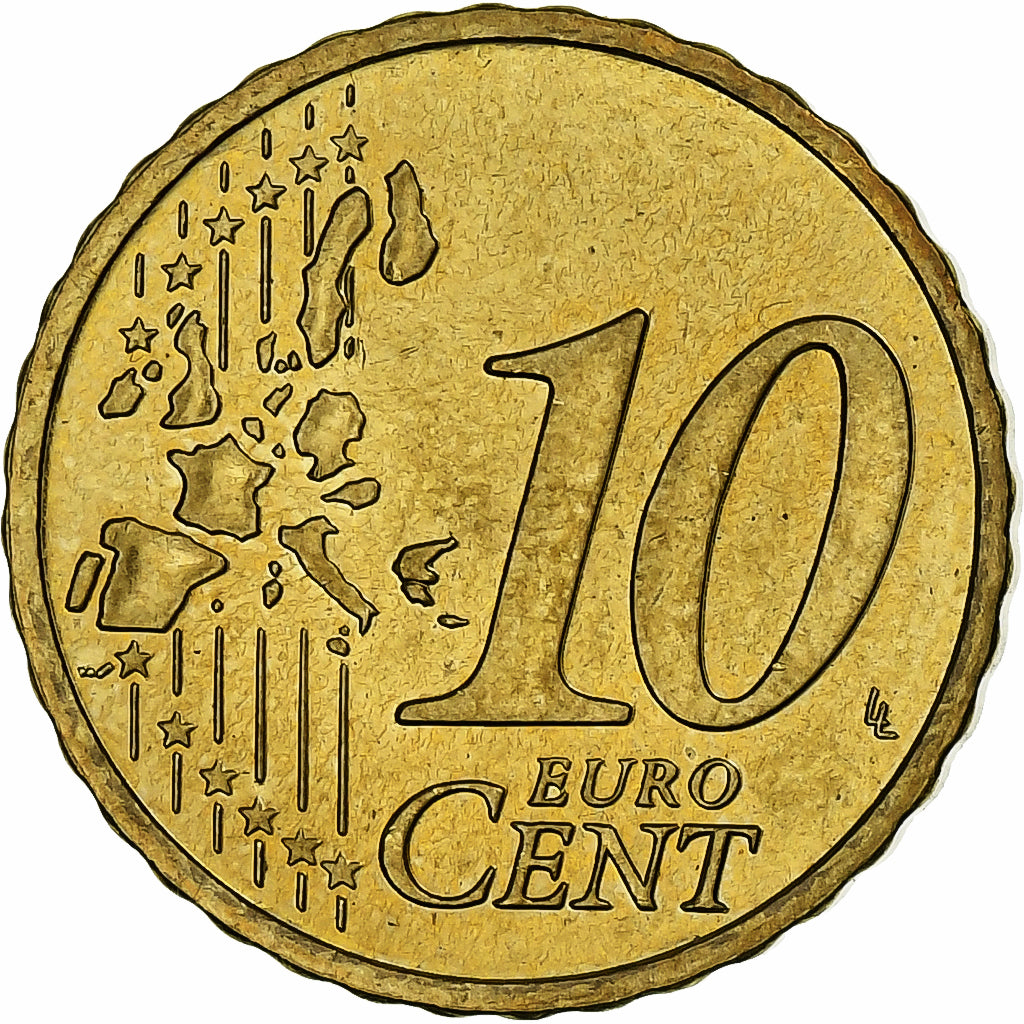 IRELAND REPUBLIC, 10 Euro Cent, 2002, Sandyford, AU(55-58), Brass, KM:35