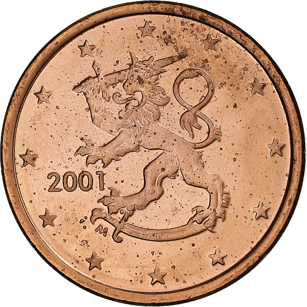 Finlandia, 5 Euro Cent, 2001, Vantaa, AU(55-58), Miedź platerowana stalą