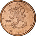 Finlandia, 5 Euro Cent, 2001, Vantaa, AU(55-58), Miedź platerowana stalą