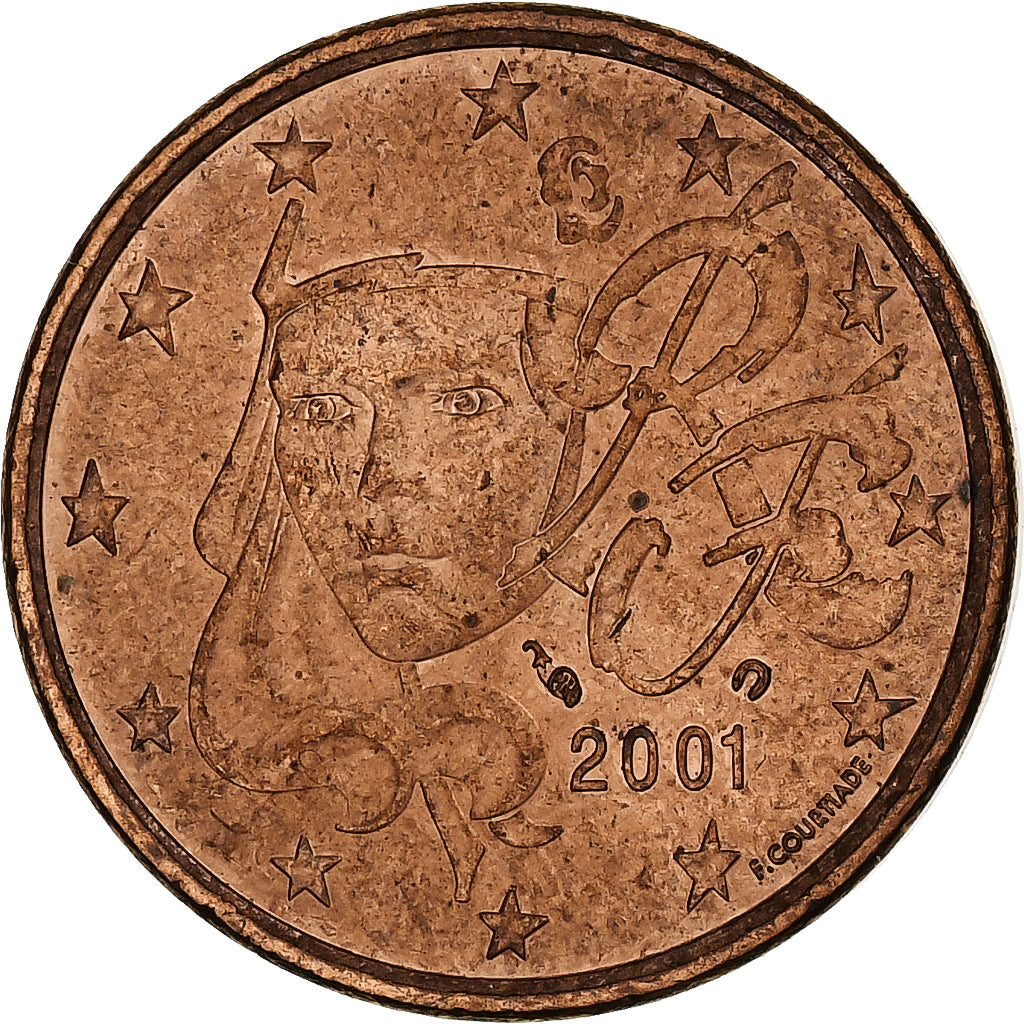 Francja, 5 Euro Cent, 2001, Paris, MS(60-62), Miedź platerowana stalą, KM:1284