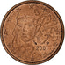 França, 5 Euro Cent, 2001, Paris, MS(60-62), Aço Cromado a Cobre, KM:1284