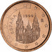 Spain, Juan Carlos I, 2 Euro Cent, 1999, Madrid, AU(55-58), Copper Plated Steel