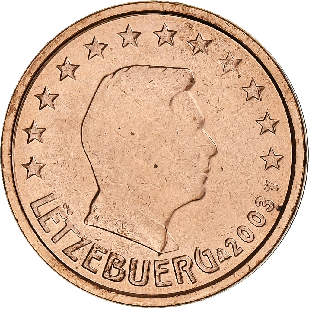 Luxembourg, Henri, 2 Euro Cent, 2003, Utrecht, AU(55-58), Copper Plated Steel