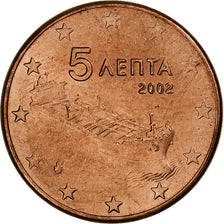 Grecia, 5 Euro Cent, 2002, Athens, SPL-, Acciaio placcato rame, KM:183