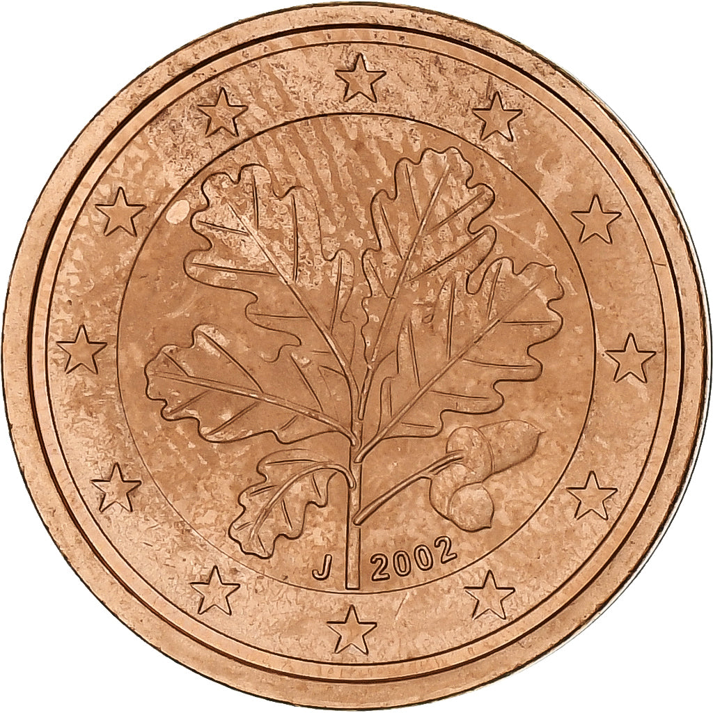 GERMANY - FEDERAL REPUBLIC, 2 Euro Cent, 2002, Hambourg, MS(63), Copper Plated