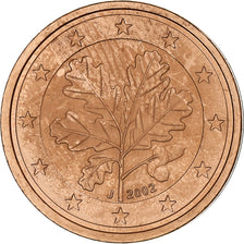 GERMANY - FEDERAL REPUBLIC, 2 Euro Cent, 2002, Hambourg, MS(63), Copper Plated