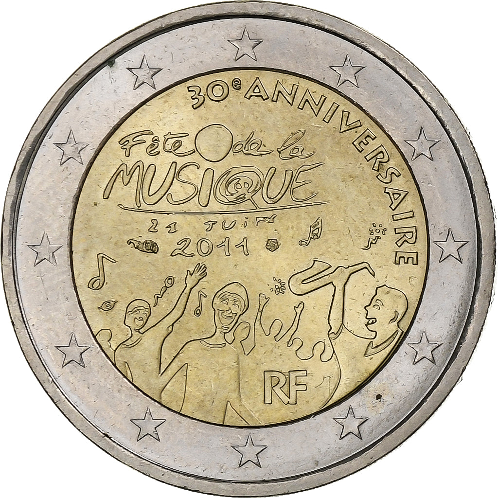 France, 2 Euro, Fête Musique, 2011, Paris, MS(60-62), Bi-Metallic, Gadoury:13.