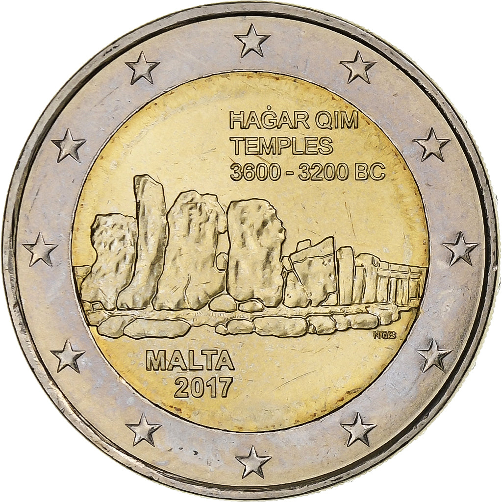 Malta, 2 Euro, Le temple de Hagar Qim, 2017, Paris, UNC-, Bi-Metallic, KM:183