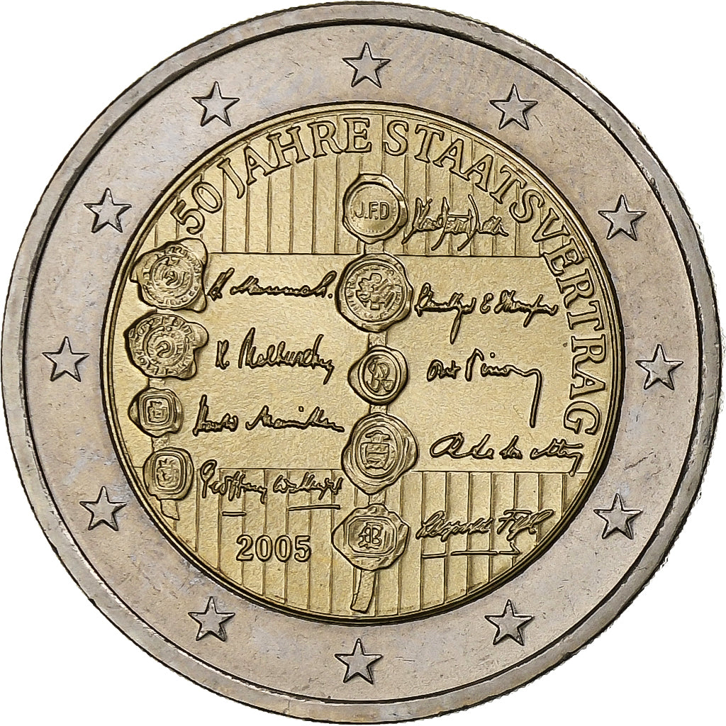 Austria, 2 Euro, 50th Anniversary of the State Treaty, 2005, Vienna, MS(63)
