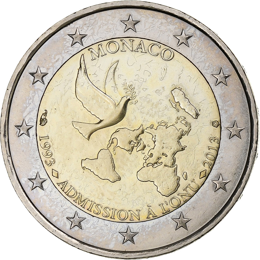 Monaco, 2 Euro, Admission à l'ONU, 2013, SPL, Bimétallique, Gadoury:MC 205