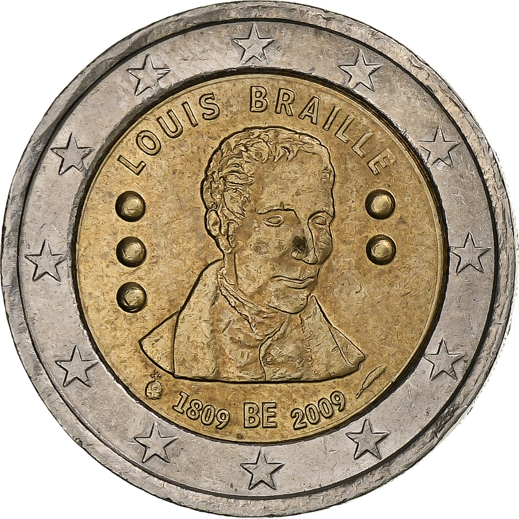 Belgique, Albert II, 2 Euro, 2009, Bruxelles, Louis Braille, TTB, Bimétallique