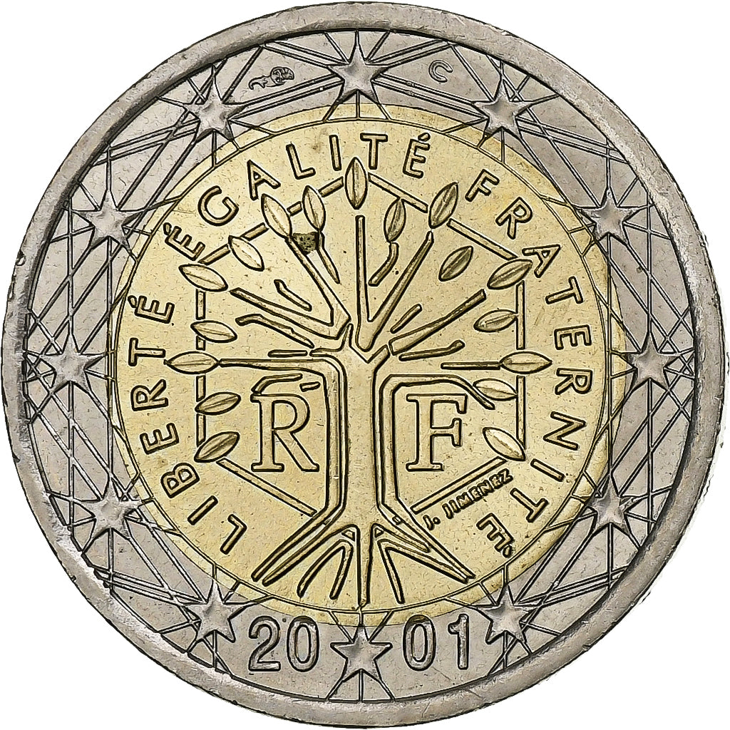 France, 2 Euro, 2001, Paris, AU(55-58), Bi-Metallic, KM:1289