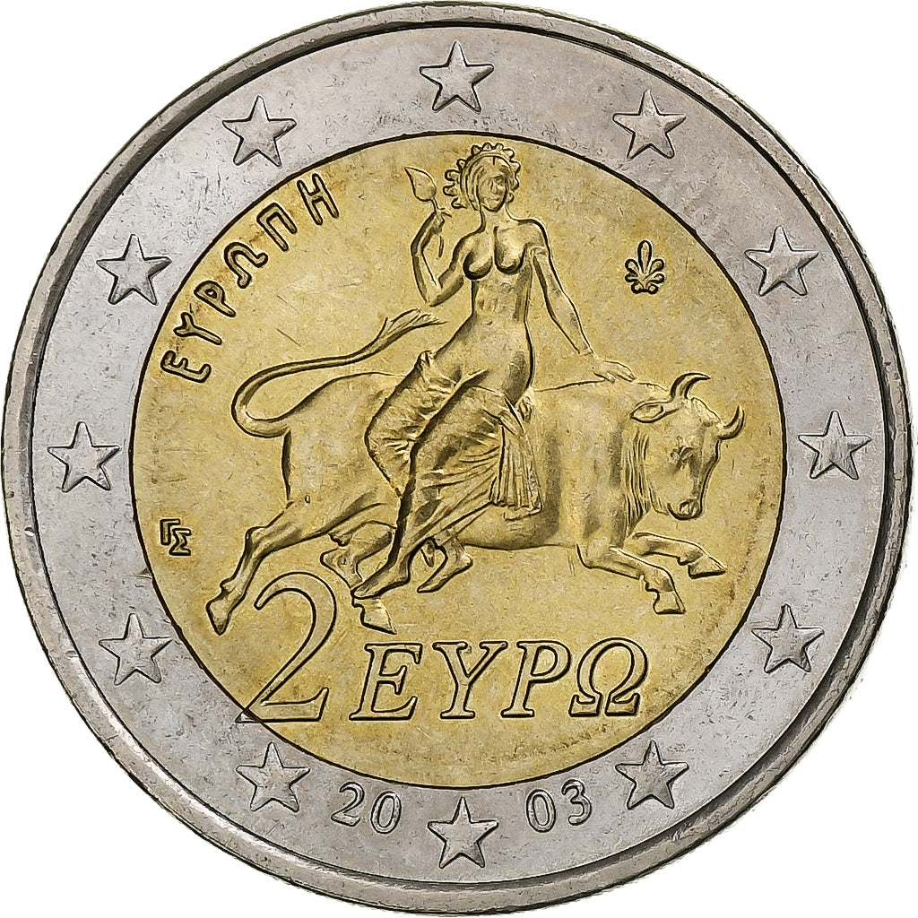 Greece, 2 Euro, 2003, Athens, MS(63), Bi-Metallic, KM:188