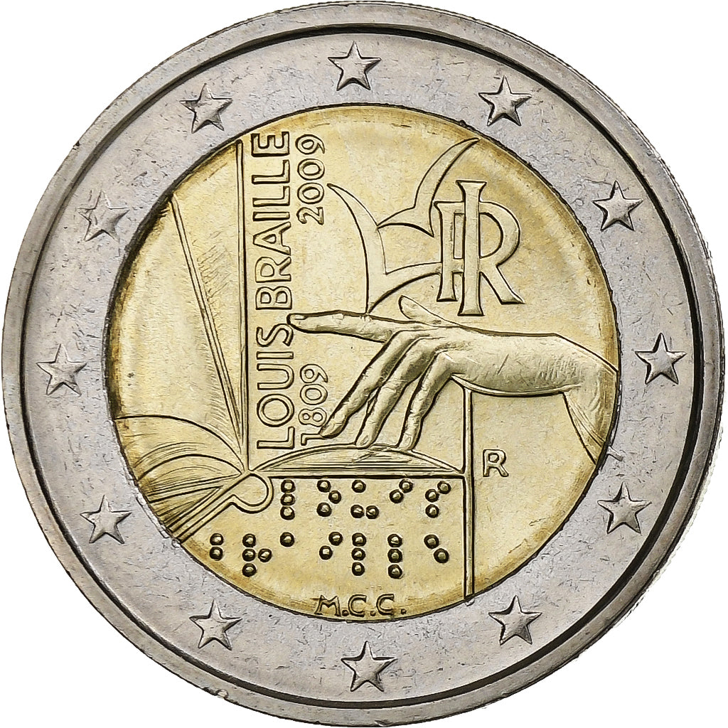 Italie, 2 Euro, 2009, Rome, LOUIS BRAILLE., SPL, Bimétallique, KM:310