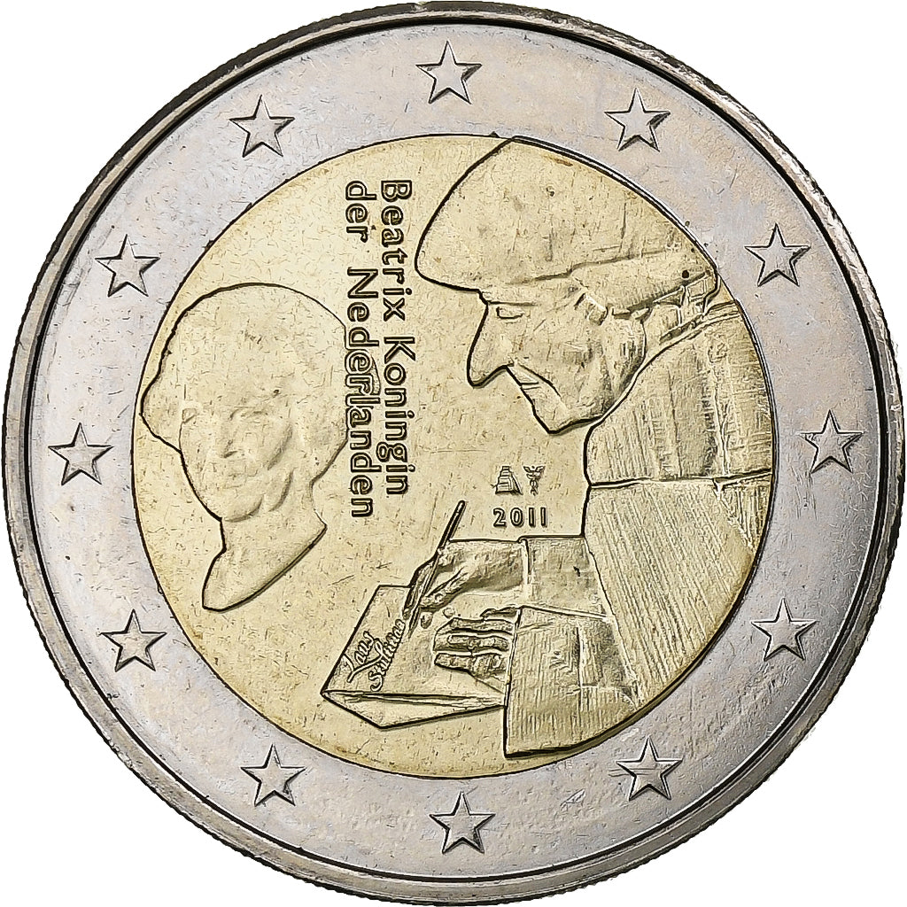Netherlands, Beatrix, 2 Euro, 2011, Brussels, MS(63), Bi-Metallic, KM:298