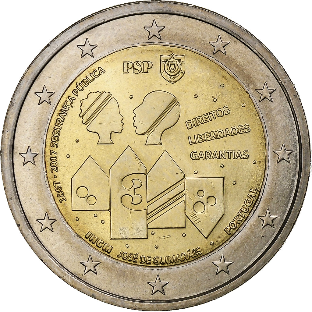 Portugal, 2 Euro, Police de sécurité publique, 2017, MS(63), Bi-Metallic