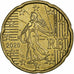 França, 20 Euro Cent, 2020, Paris, Latão, AU(55-58), KM:255