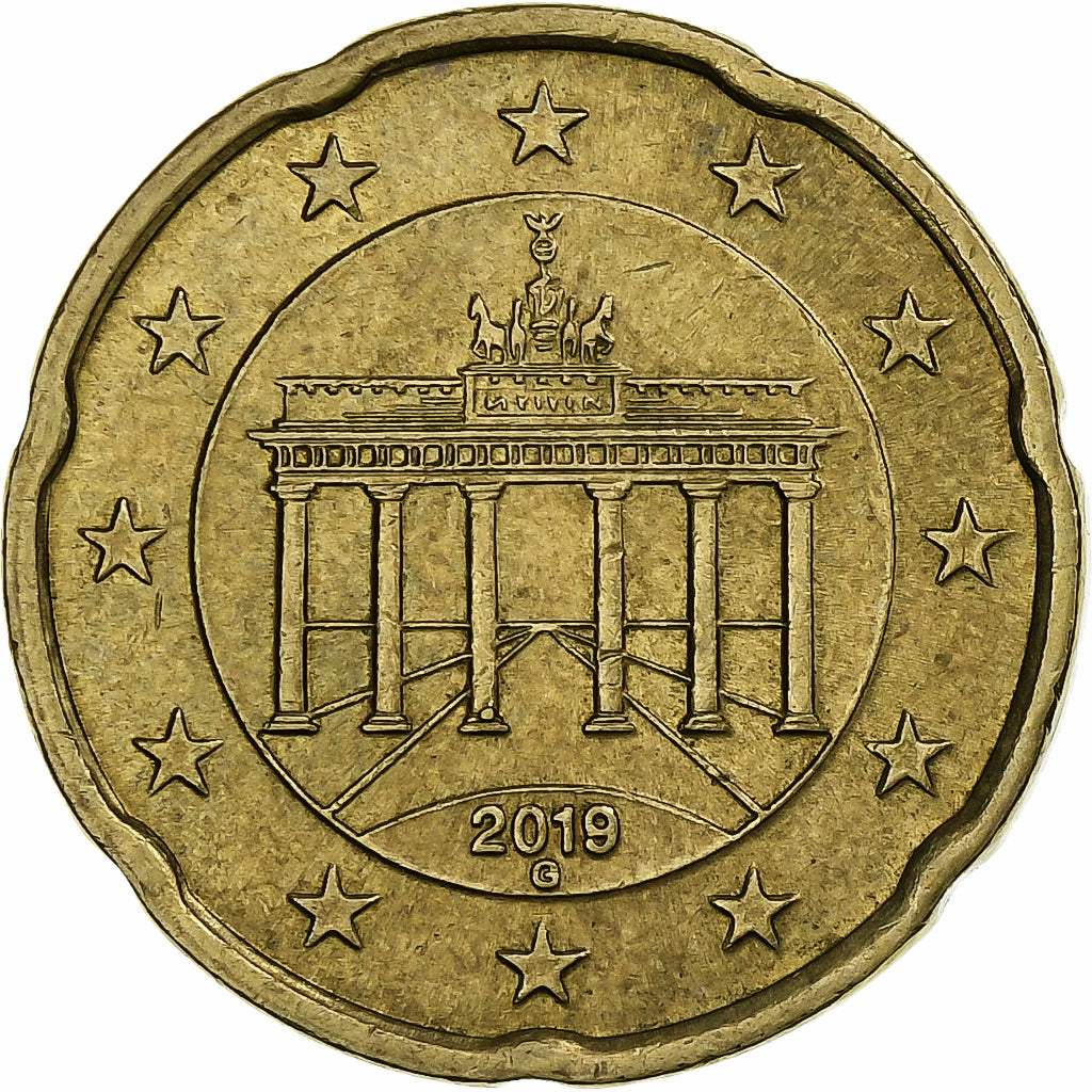 République fédérale allemande, 20 Euro Cent, 2019, Karlsruhe, TTB+, Laiton