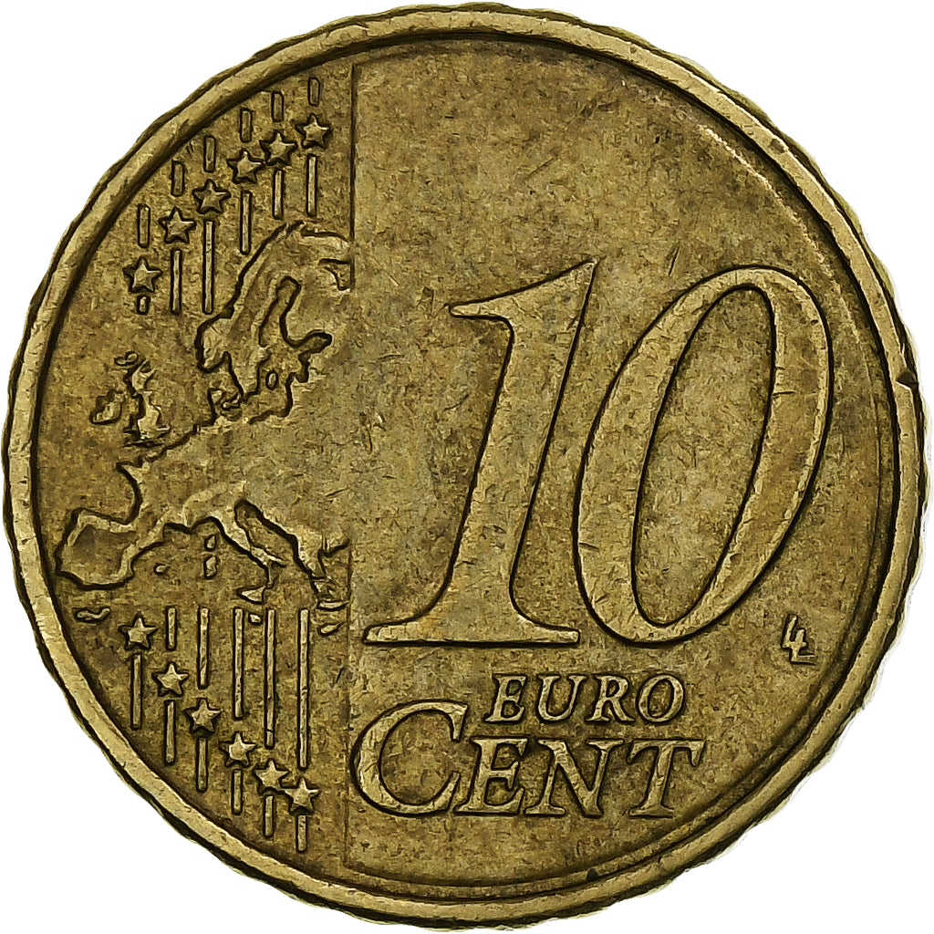 Grécia, 10 Euro Cent, 2009, Athens, VF(20-25), Latão, KM:211