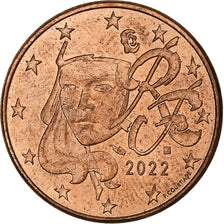 França, 5 Euro Cent, 2022, AU(55-58), Aço Cromado a Cobre, Gadoury:3, KM:1284