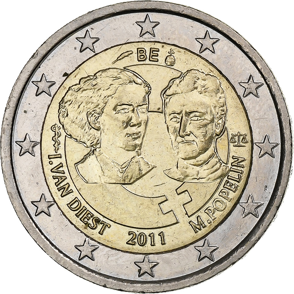 Bélgica, Albert II, 2 Euro, Women's Day, 2011, Brussels, SC, Bimetálico