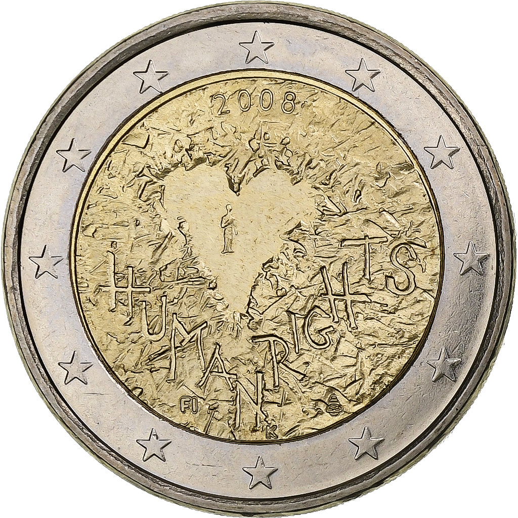 Finland, 2 Euro, Human Rights, 2008, Bi-Metallic, AU(55-58), KM:143