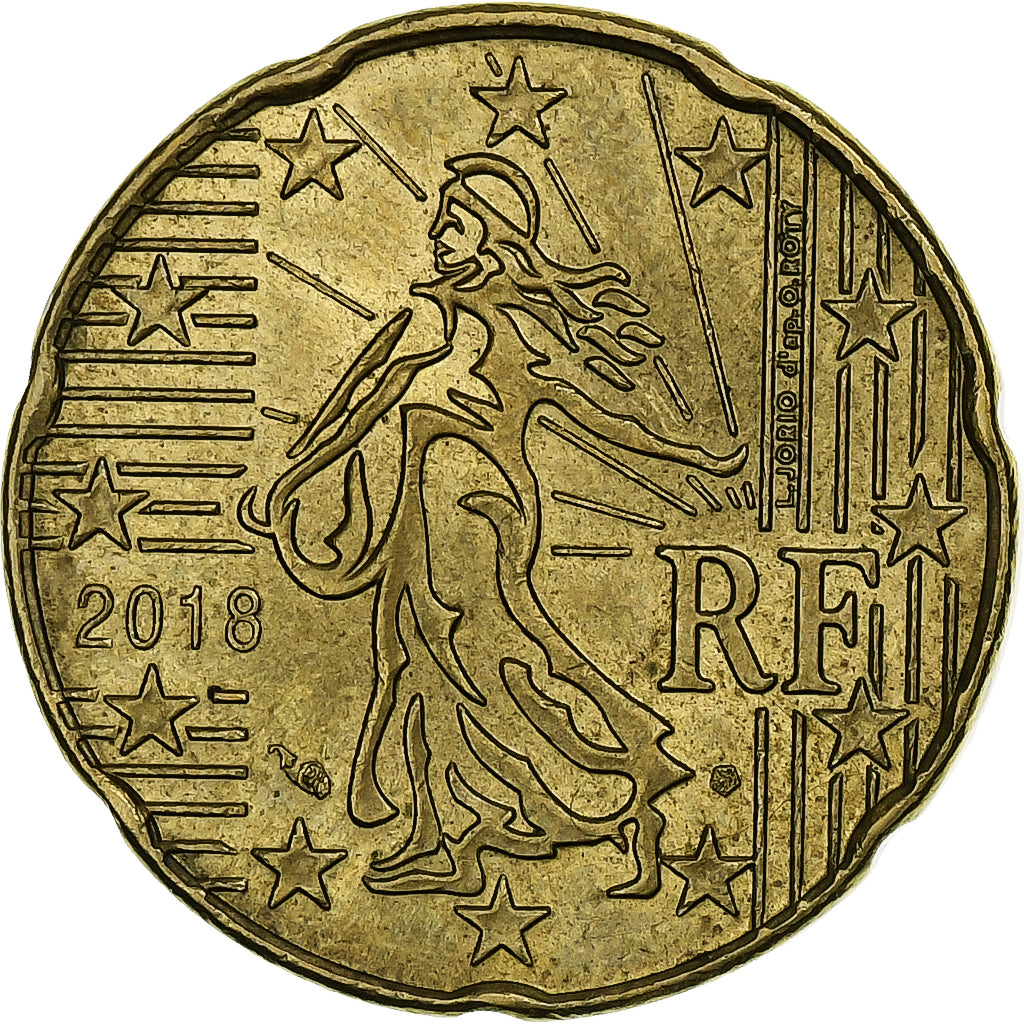 France, 20 Euro Cent, 2018, Laiton, TTB