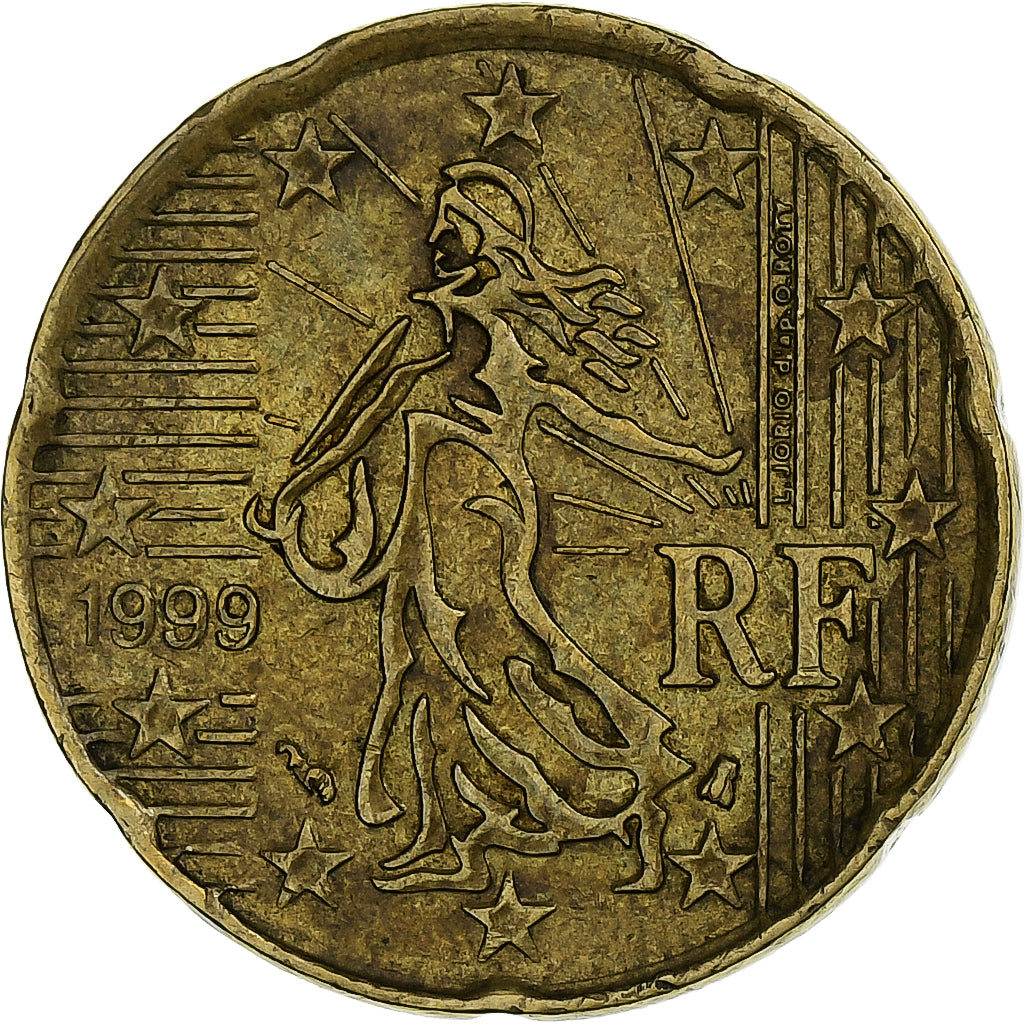 France, 20 Euro Cent, 1999, Brass, EF(40-45)