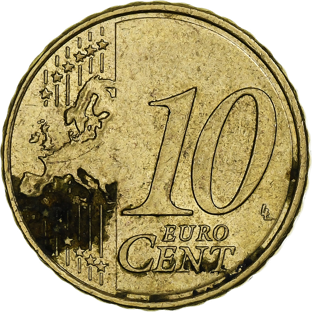 Francja, 10 Euro Cent, 2010, Paris, Mosiądz, VG(8-10), KM:254