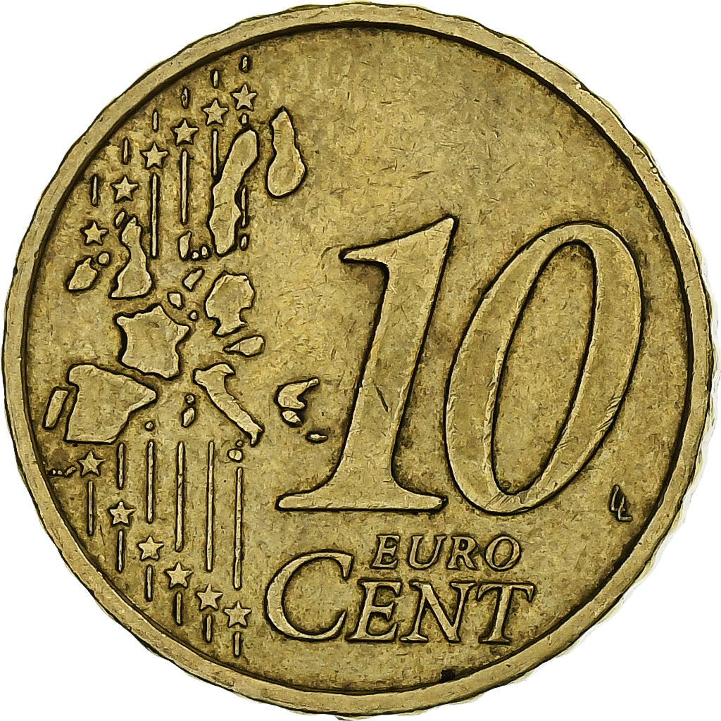 France, 10 Euro Cent, 1999, Paris, Brass, EF(40-45), KM:1410