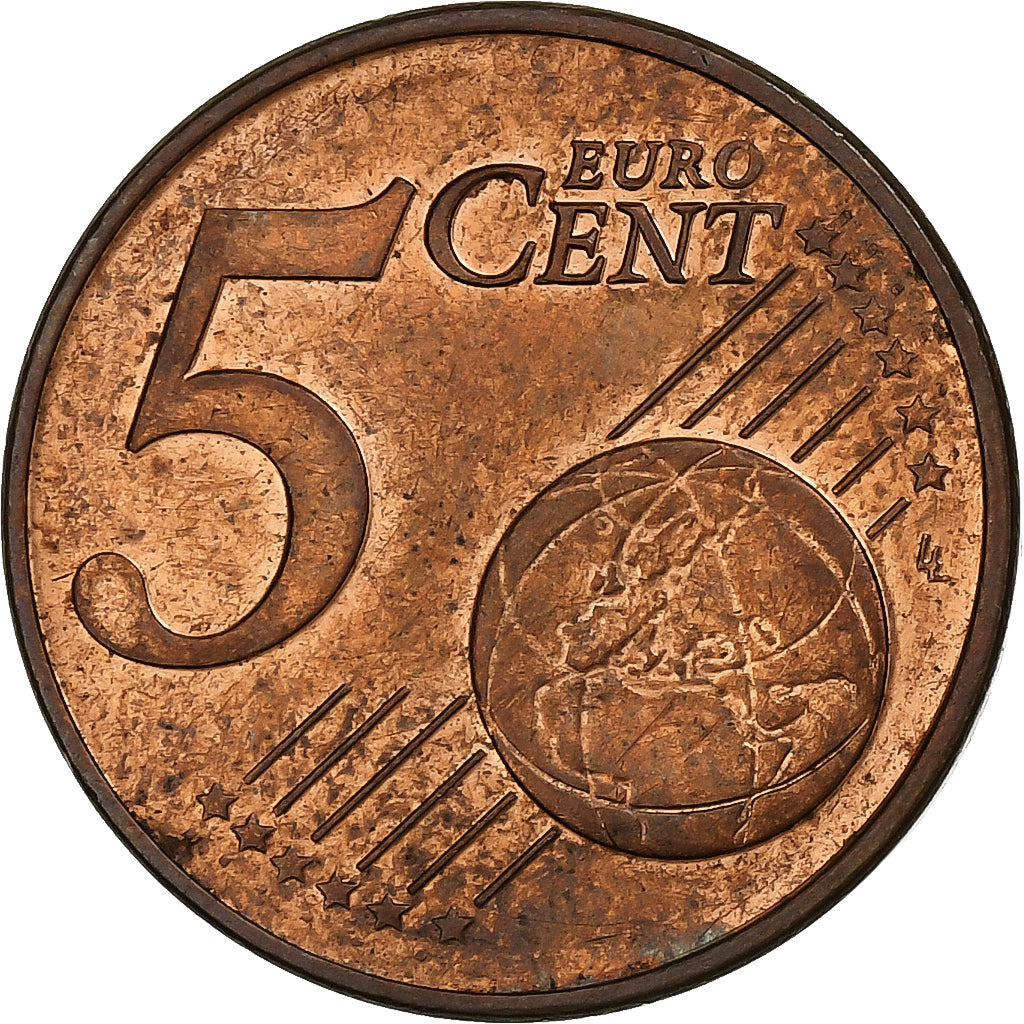 Grecia, 5 Euro Cent, 2006, Athens, Cobre chapado en acero, MBC, KM:183