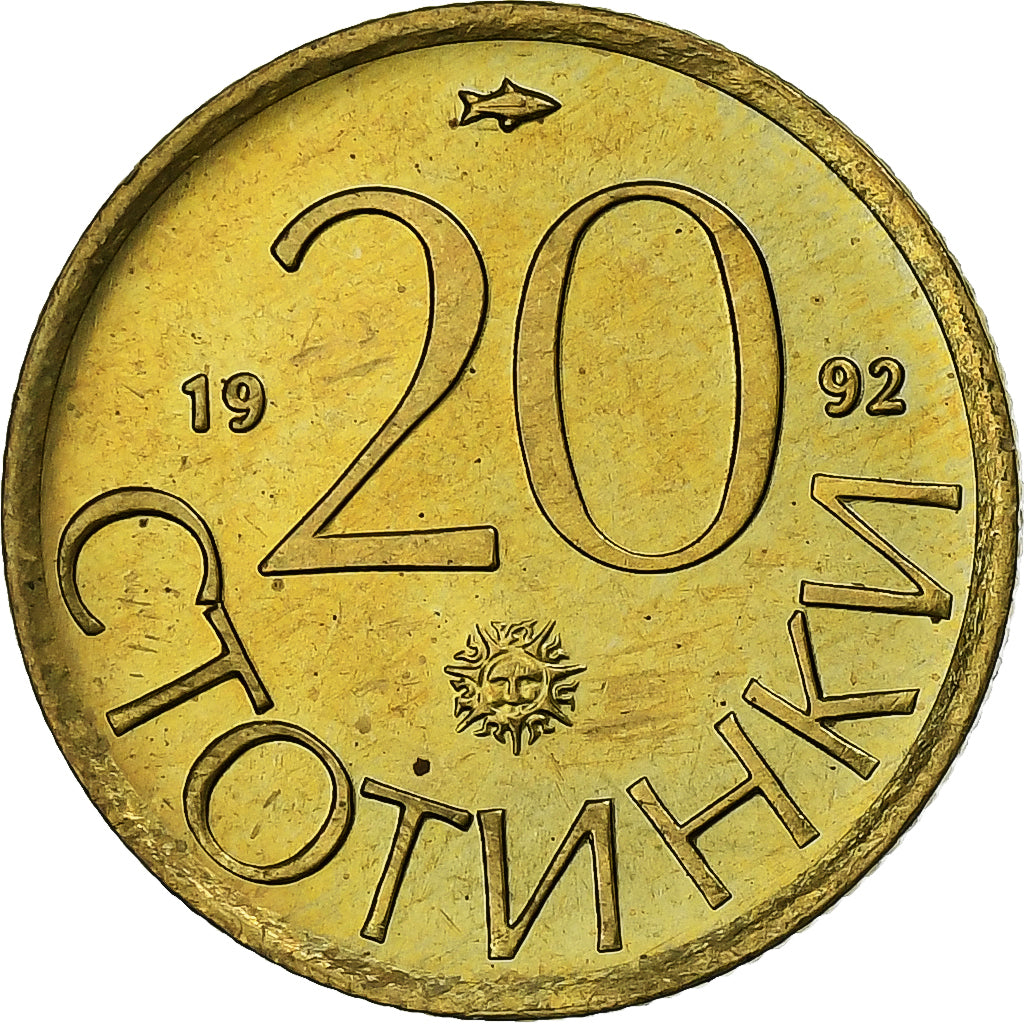 Bulgaria, 20 Stotinki, 1992, Nichel-ottone, SPL, KM:200