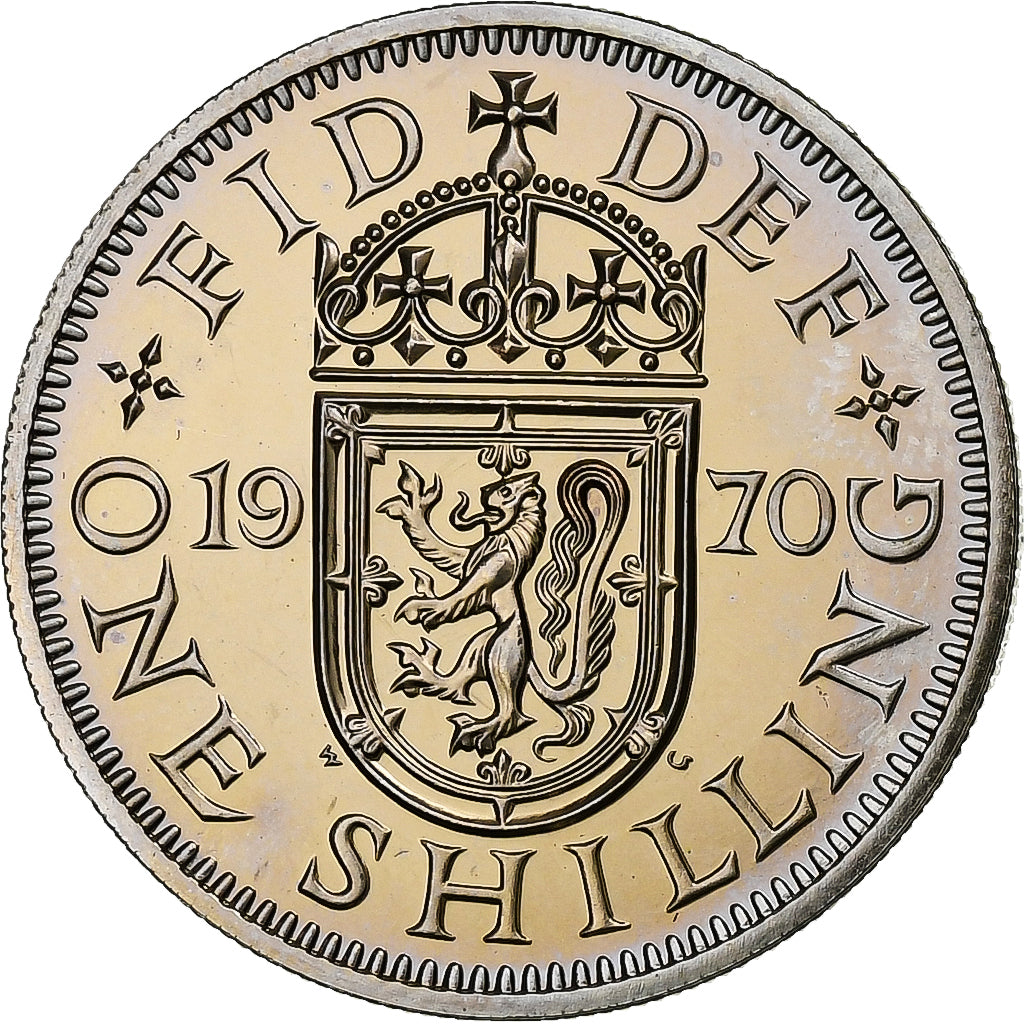 Wielka Brytania, Shilling, 1970, Miedź-Nikiel, AU(55-58)