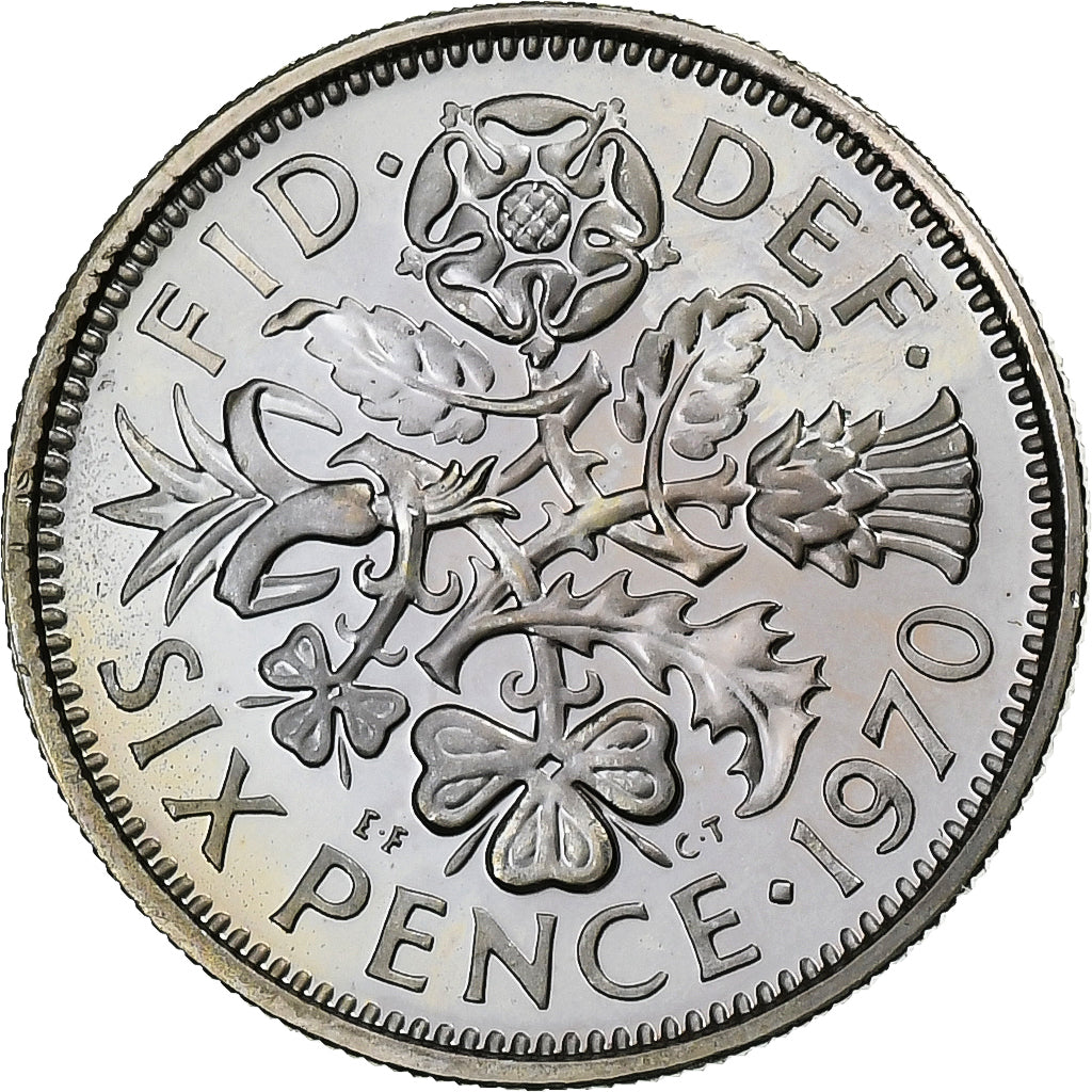 Gran Bretagna, 6 Pence, 1970, Rame-nichel, SPL