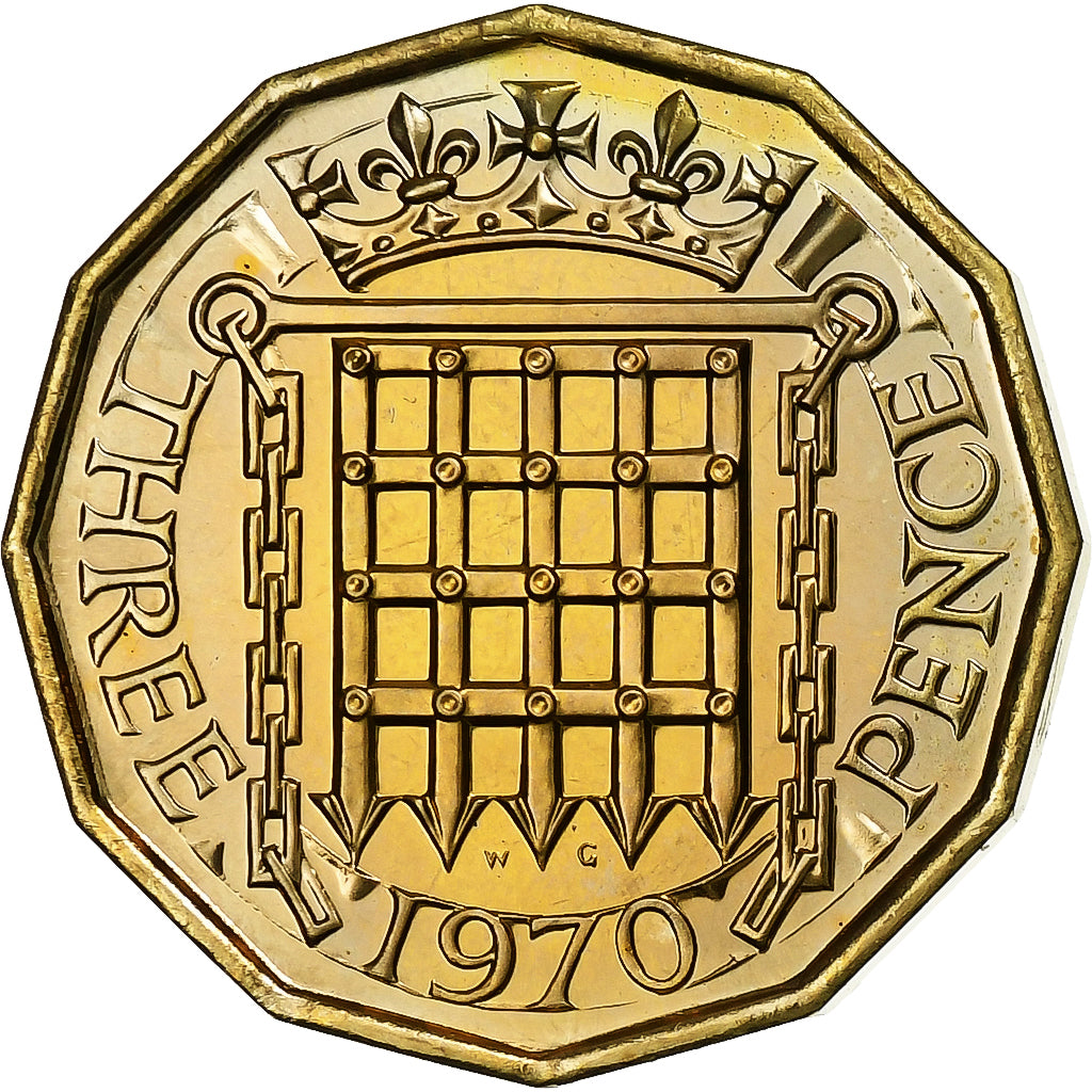 Groot Bretagne, 3 Pence, 1970, Nickel-brass, PR, KM:900