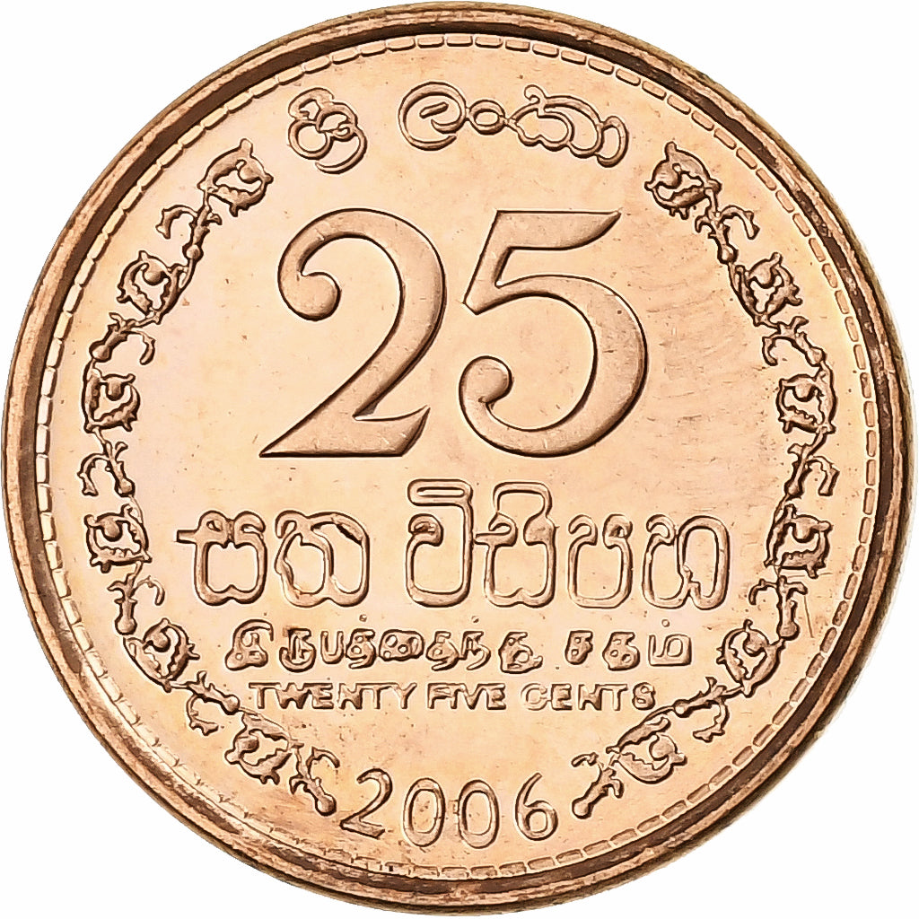 Sri Lanka, 25 Cents, 2004, Nickel Clad Steel, AU(55-58), KM:141a