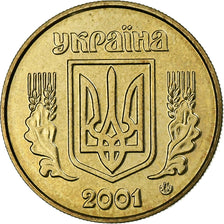 Ucraina, 10 Kopiyok, 2001, Kyiv, Alluminio-bronzo, SPL, KM:1.1b