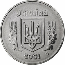 Ukraine, 5 Kopiyok, 2001, Stainless Steel, UNZ, KM:7