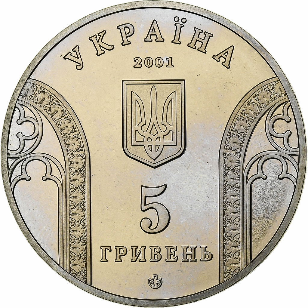 Ucraina, 5 Hryven, 2001, Rame-nichel-zinco, SPL, KM:129