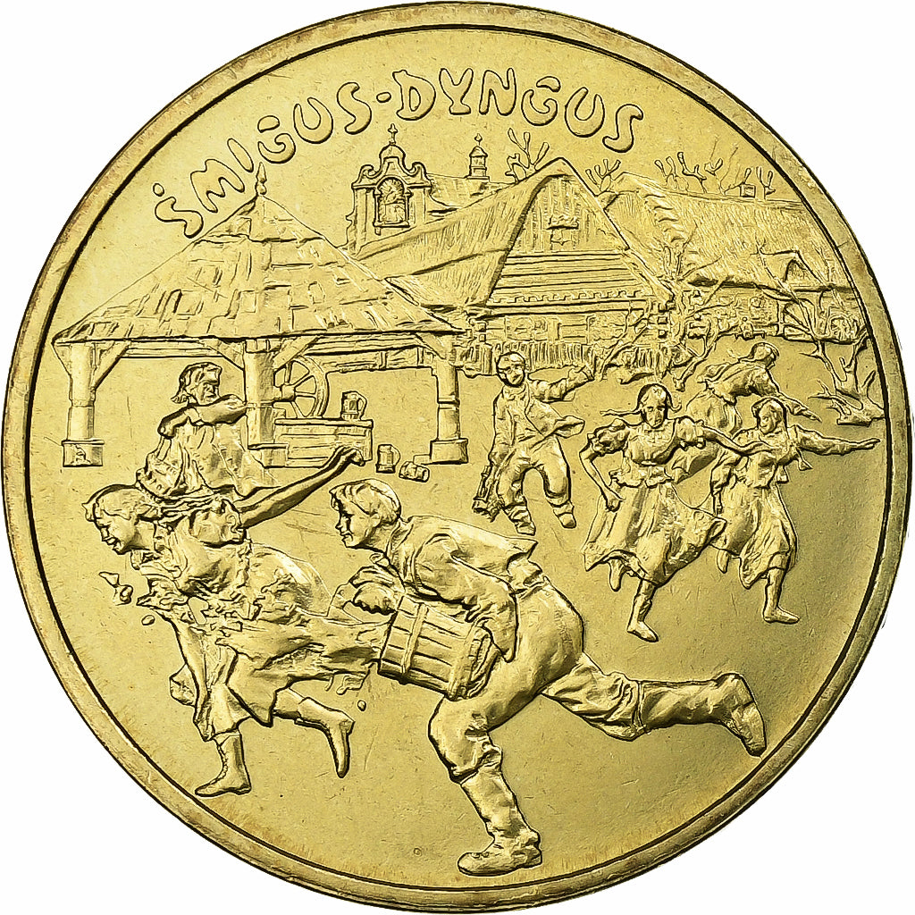Pologne, 2 Zlote, 2003, Warsaw, Śmigus-dyngus, Laiton, SPL, KM:451
