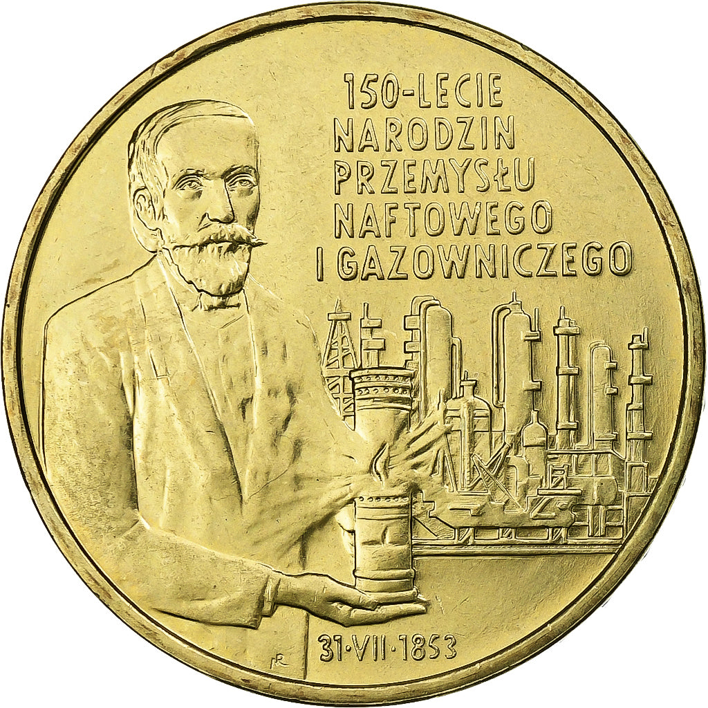 Polonia, 2 Zlote, 2003, Petroleum and Gas Industry 150th Anniversary, laiton