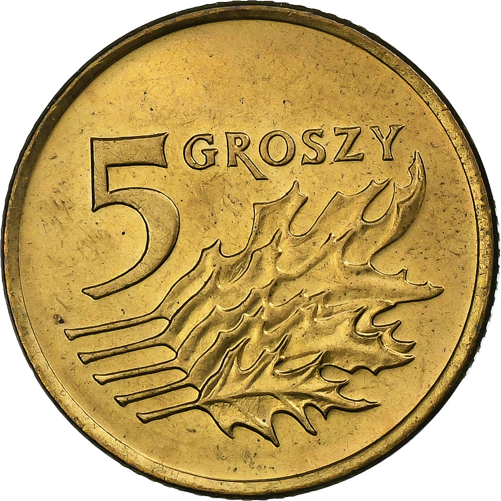 Poland, 5 Groszy, 1992, Warsaw, Brass, MS(63), KM:278