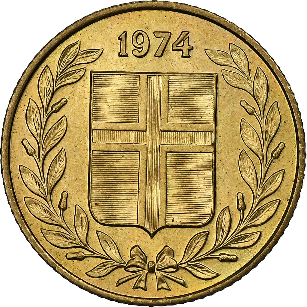 Iceland, 50 Aurar, 1974, Nickel-brass, MS(63), KM:17