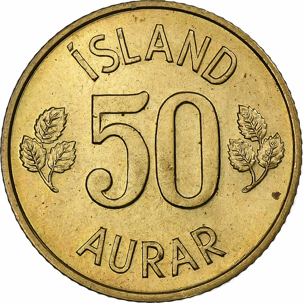 Iceland, 50 Aurar, 1974, Nickel-brass, MS(63), KM:17